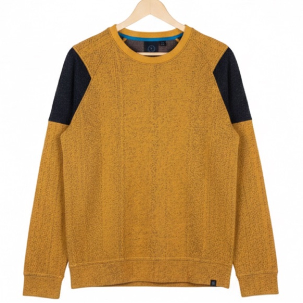 Burnside Black & Yellow Raglan Knit Crewneck Sweater Men’s Medium